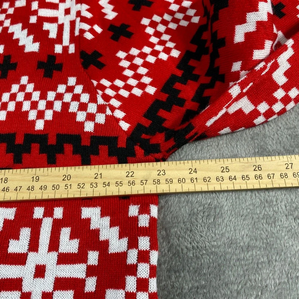 Raisevern Ugly Christmas Sweater Sloth Santa‎ Hat Holiday Fair Isle Red XL